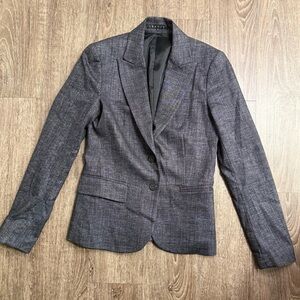 Theory Gray Wool Blend Tailored Blazer Jacket Women’s Size 2 Made in USA Career